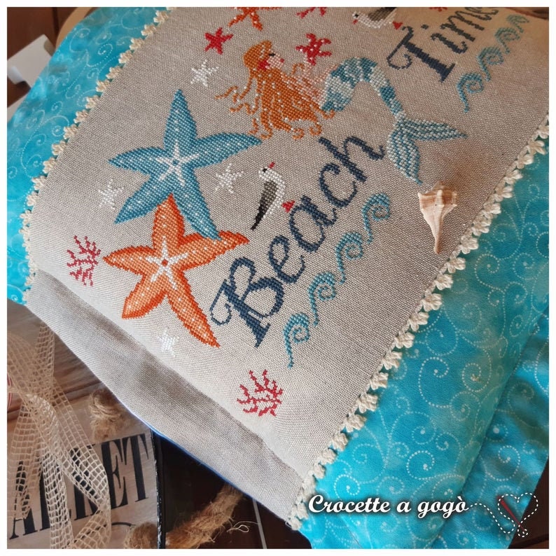 Crocette A Gogo   "Beach Time"  Counted Cross Stitch Pattern  Summer, Mermaid, Seahorse, Starfish, Beach, Paper Pattern