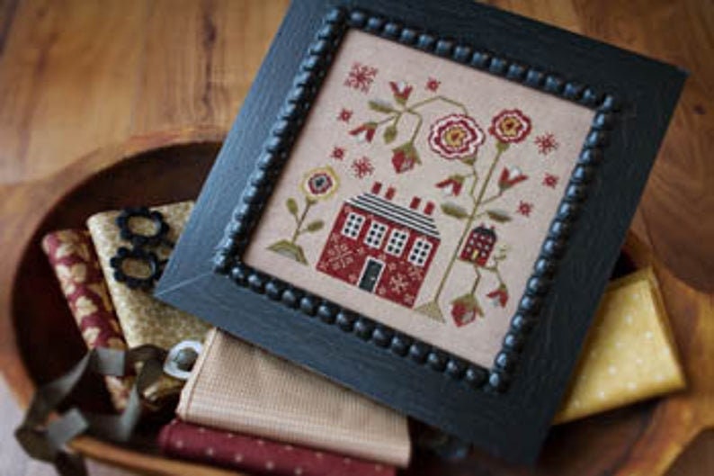 PLUM STREET SAMPLERS "A Red Cottage" • Counted Cross Stitch Pattern •  Pattern Only