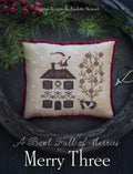PLUM STREET SAMPLERS "Merry Three"  Counted Cross Stitch Pattern  Winter, Santa, Christmas, A Bowl Full of Merries, Paper Pattern