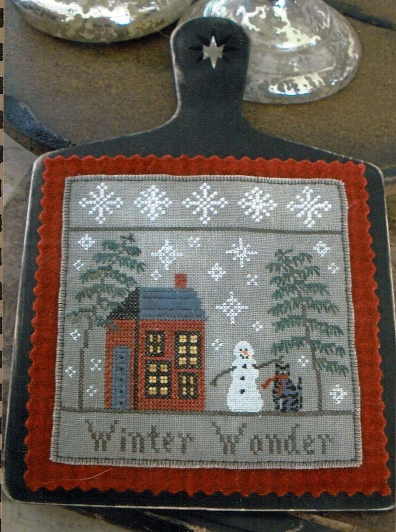 CHESSIE & ME "Winter Wonder" Counted Cross Stitch Pattern, Snowman, Holidays, Cat, Snowflakes, Pattern Only