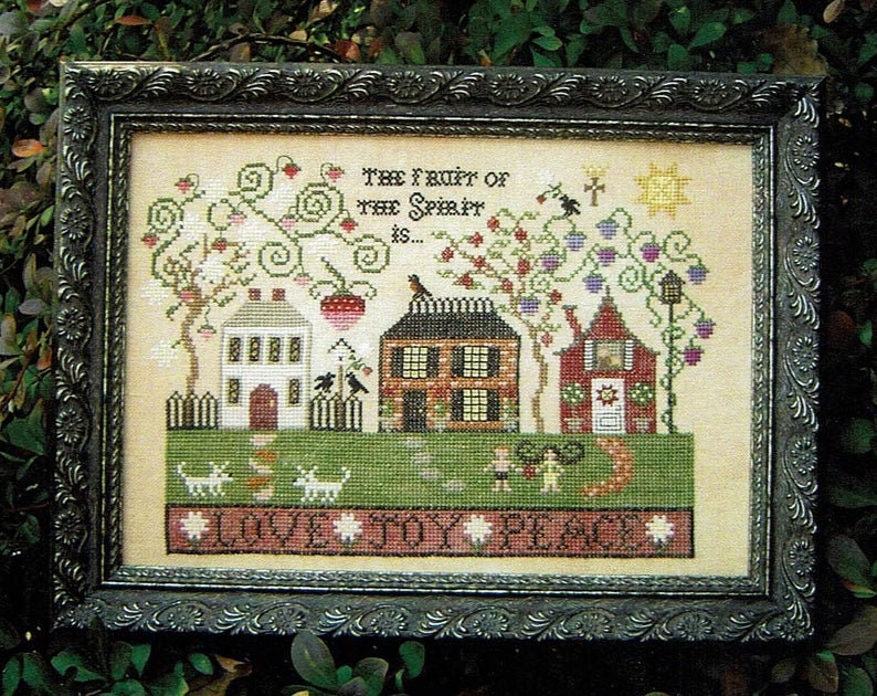 PLUM STREET SAMPLERS "Fruit of the Spirit"  Counted Cross Stitch Pattern  Sampler, Love Joy Peace, Paper Pattern