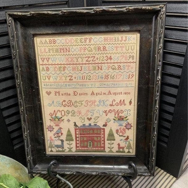 CHESSIE & ME "Martha Davies 1830 Sampler" Counted Cross Stitch Pattern, Chart, Alphabet, Sampler, Pattern Only