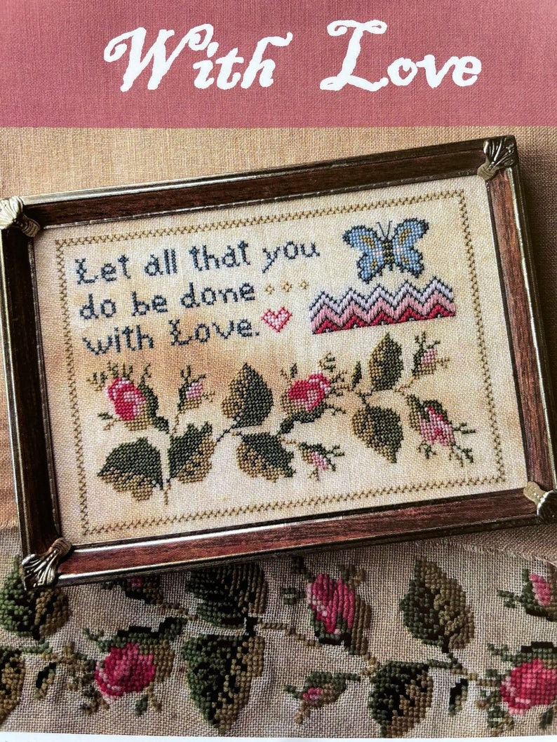 LILA'S STUDIO "With Love"  Counted Cross Stitch Pattern  Chart, Pattern Only
