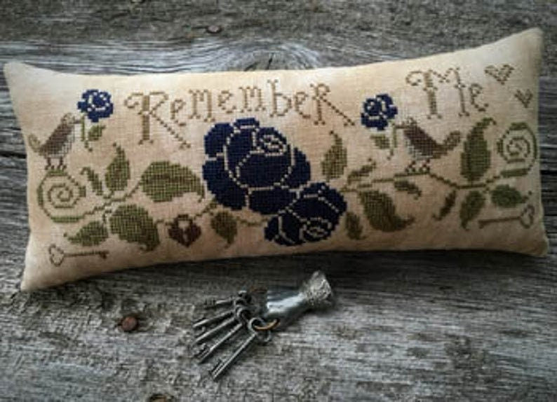 SCATTERED SEED SAMPLERS " Remember Me" Pinkeep, Counted Cross Stitch Pattern, Chart, Pattern Only
