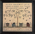 LA-D-DA "Love Abide" Counted Cross Stitch pattern, Chart, Sampler, Alphabet, Houses, Paper Pattern