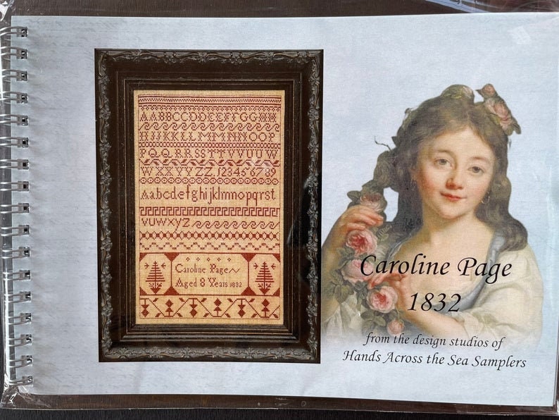 Hands Across The Sea Samplers  "Caroline Page 1832"  Counted Cross Stitch Pattern  Reproduction Sampler  Redwork  Pattern Only