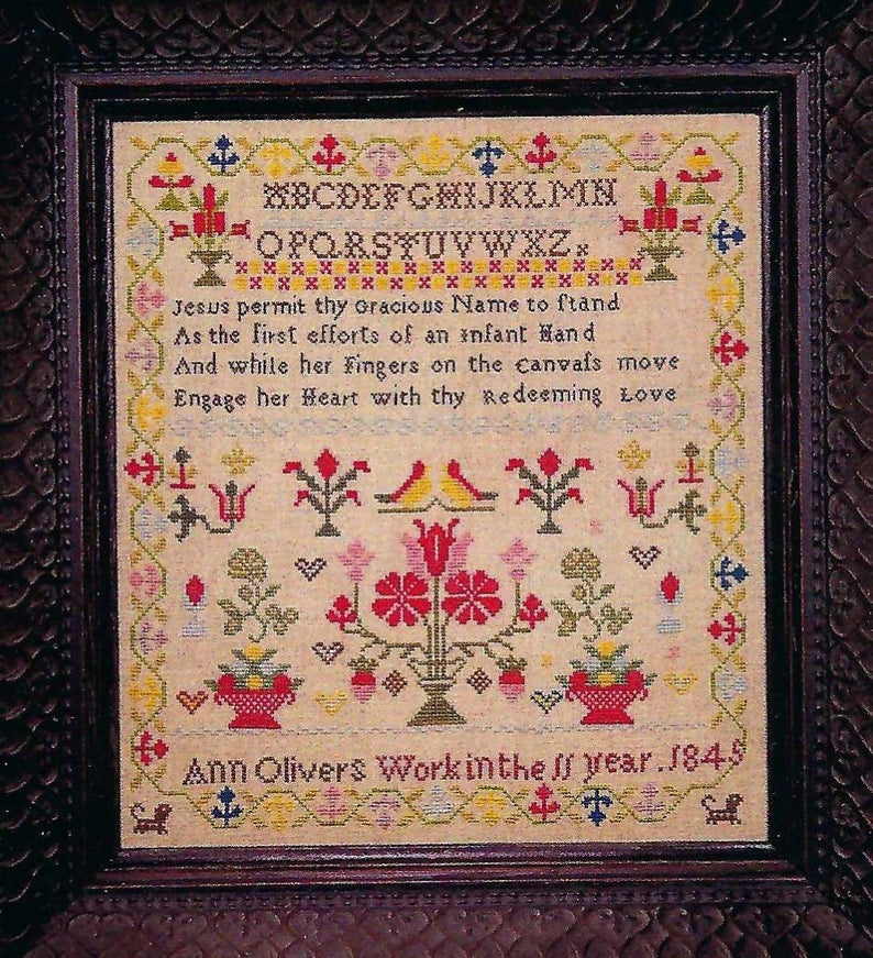 Hands Across the Sea Samplers "Ann Oliver 1845" Counted Cross Stitch Pattern, Sampler, Chart, Pattern Only