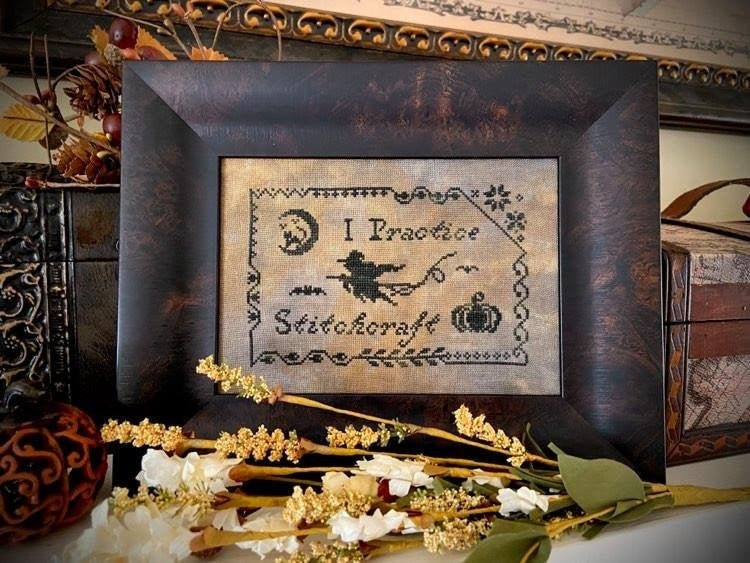 PDF INSTANT DOWNLOAD  Willow Hill Samplings  "I Practice Stitchcraft"  Counted Cross Stitch Pattern  Halloween  Pattern Only