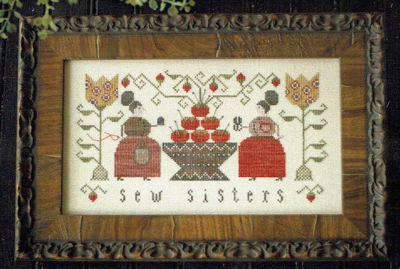 PLUM STREET SAMPLERS "Sew Sisters"  Counted Cross Stitch Pattern  Chart, Paper Pattern