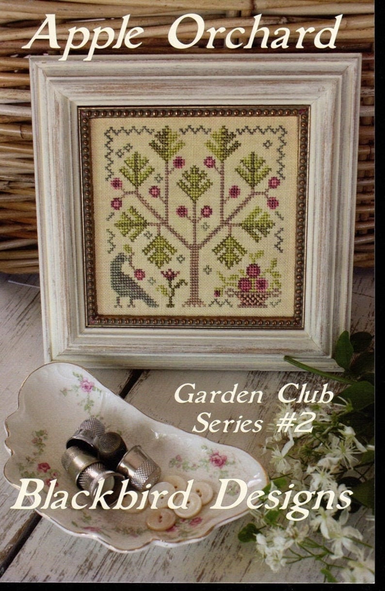 BLACKBIRD DESIGNS "Apple Orchard"  Counted Cross Stitch Pattern  Garden Club Series #2, Chart, Pattern Only