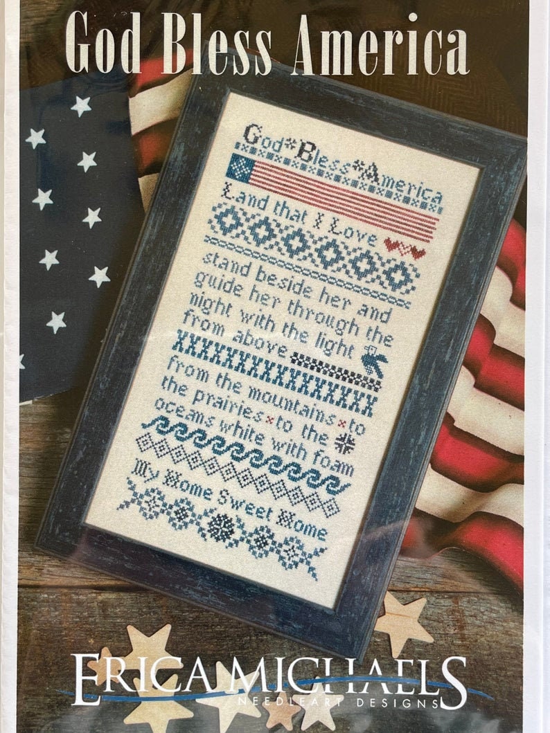 ERICA MICHAELS DESIGNS "God Bless America"  Counted Cross Stitch Pattern  Patriotic, Americana, Sampler, Pattern Only