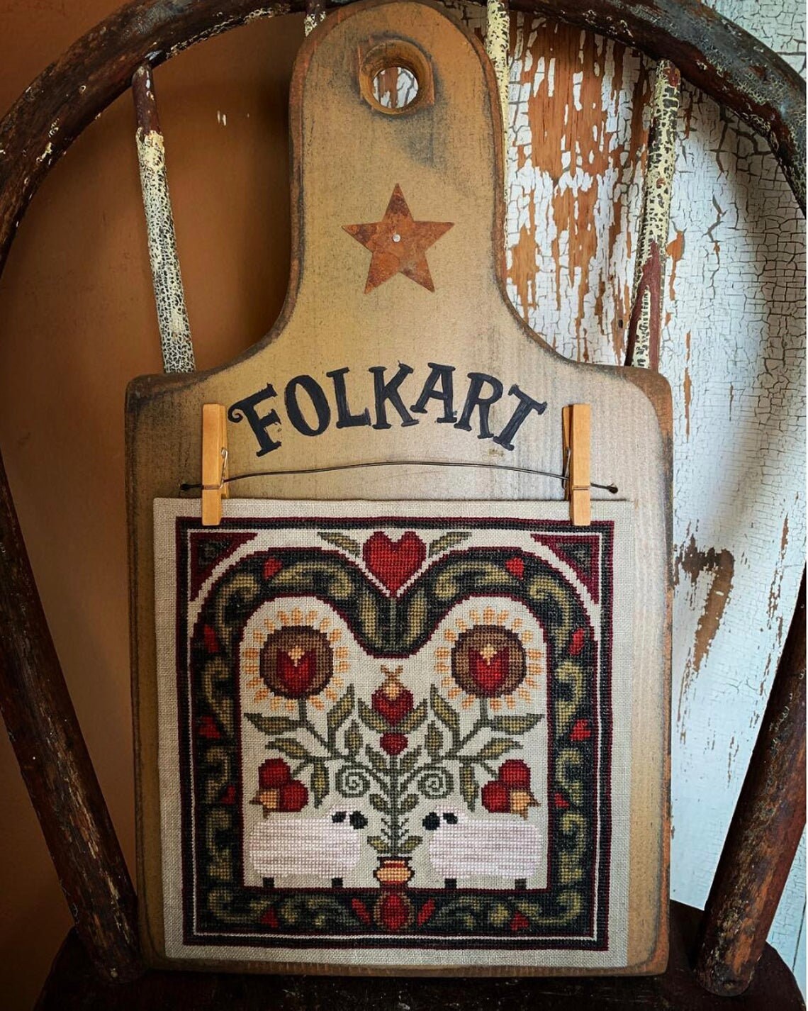 TERESA KOGUT "Early American Folk Art Sheep"  Counted Cross Stitch Pattern  Chart, Pattern Only