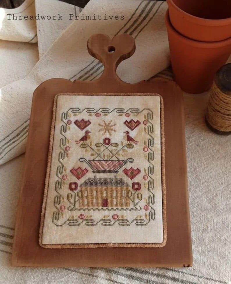 THREADWORK PRIMITIVES  "When Spring Arrives"  Counted Cross Stitch Pattern  Chart  Sampler  Primitive  Pattern Only
