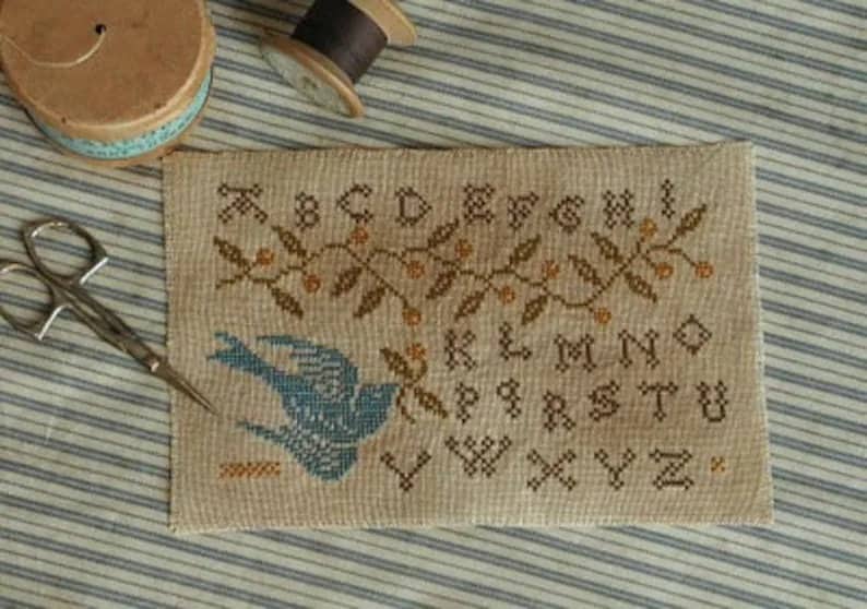 THREADWORK PRIMITIVES  "Bluebird Sampler"  Counted Cross Stitch Pattern  Chart  Sampler  Primitive  Pattern Only