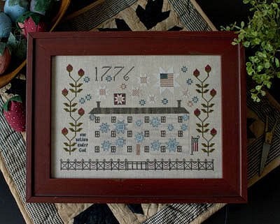 PLUM STREET SAMPLERS "Liberty Inn"  Counted Cross Stitch Pattern  Chart, Americana, American Flag, Paper Pattern