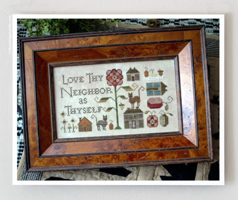 PLUM STREET SAMPLERS "Love Thy Neighbor"  Counted Cross Stitch Pattern  Chart, Sampler, Paper Pattern