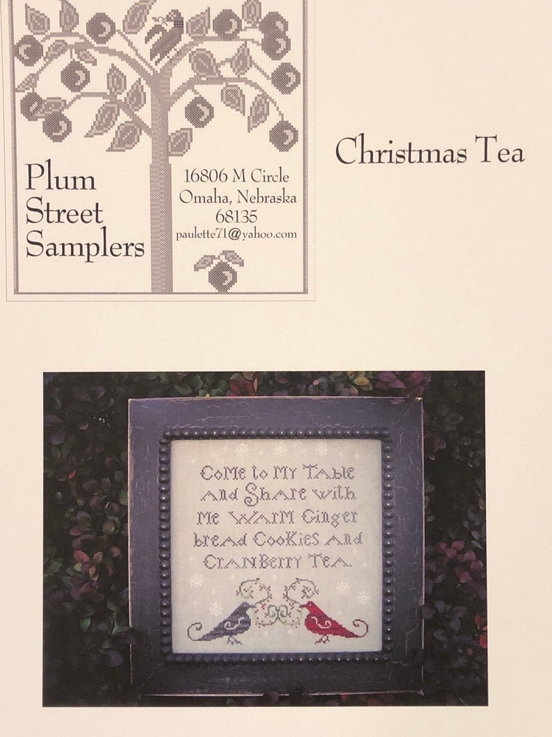 PLUM STREET SAMPLERS "Christmas Tea"  Counted Cross Stitch Pattern  Chart, Holidays, Winter, Paper Pattern