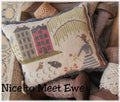The SCARLETT HOUSE "Nice To Meet Ewe"  Counted Cross Stitch Pattern  Lamb, Red House, Willow Tree