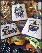 CROCETTE A GOGO    "Halloween Black Set 1"  Counted Cross Stitch Pattern  3 Patterns, Halloween, Trick or Treat, Paper Pattern
