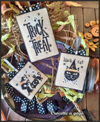 CROCETTE A GOGO    "Halloween Black Set 1"  Counted Cross Stitch Pattern  3 Patterns, Halloween, Trick or Treat, Paper Pattern