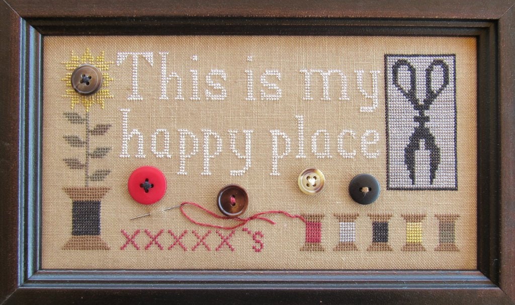 The SCARLETT HOUSE "This is my Happy Place"  Counted Cross Stitch Pattern  Chart, Christmas, Pattern Only