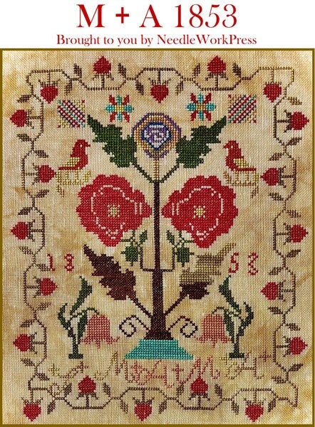 NEEDLEWORK PRESS "M + A 1853" A Sampler, Counted Cross Stitch Pattern, NeedleWorkPress, Fall Needlework Expo 2021, Pattern Only