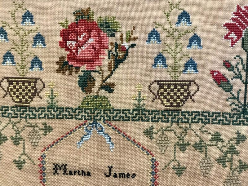 Hands Across The Sea Samplers "MARTHA JAMES 1844" An English School Girl Sampler, Cross Stitch Pattern, Reproduction, Pattern Only