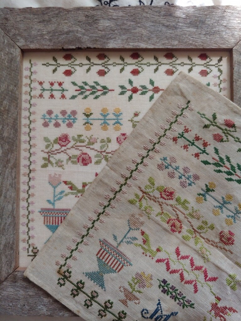 MOJO STITCHES "Manon's Garden", Counted Cross Stitch Pattern, Antique Reproduction Sampler, Fall Needlework Expo 2021, Pattern Only