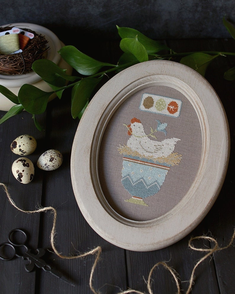 PDF INSTANT DOWNLOAD  Blue Bird Needleworks  "Easter Hen"  Counted Cross Stitch Pattern  Spring  Pattern Only