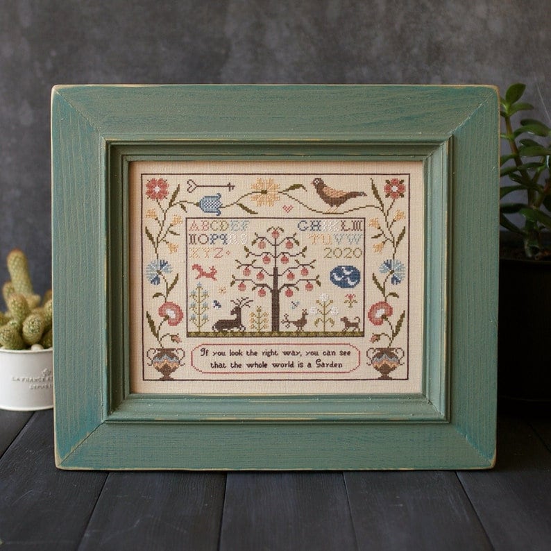 PDF INSTANT DOWNLOAD  Blue Bird Needleworks  "Garden Sampler"  Counted Cross Stitch Pattern  Primitive  Pattern Only