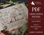PDF INSTANT DOWNLOAD  Blue Bird Needleworks  "Garden Sampler"  Counted Cross Stitch Pattern  Primitive  Pattern Only