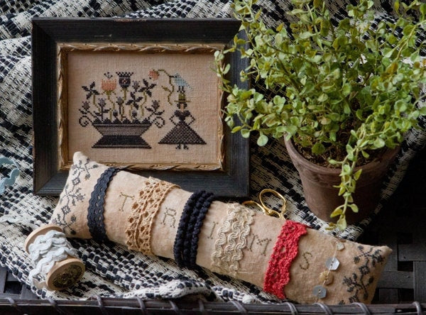 PLUM STREET SAMPLERS "A Lady's Trimkeep"  Counted Cross Stitch Pattern  Primitive Quote Sampler 1824, Chart,  Paper Pattern