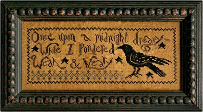 LA~D~DA "The Raven"  Counted Cross Stitch Pattern  Chart, The great blackbird and a little Poe! Pattern Only