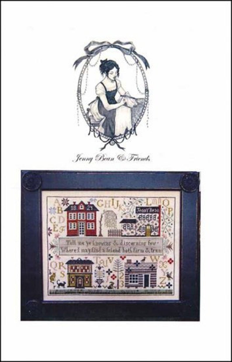SHAKESPEARE'S PEDDLER "Jenny Bean's Friendship Sampler" Counted Cross Stitch Pattern, Chart, Pattern Only