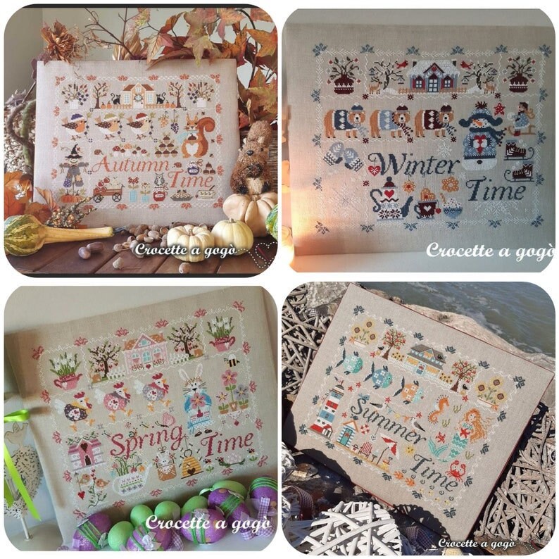 Crocette A Gogo    "Autumn Time"  Counted Cross Stitch Pattern  Fall, Scarecrow, Pumpkins, Squirrel, Paper Pattern