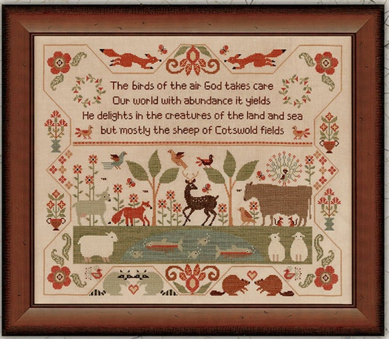 Teresa Kogut Creative Whims "Cotswold Fields" Counted Cross Stitch Pattern, Fall Needlework Expo 2021, Sampler, Chart, Pattern Only
