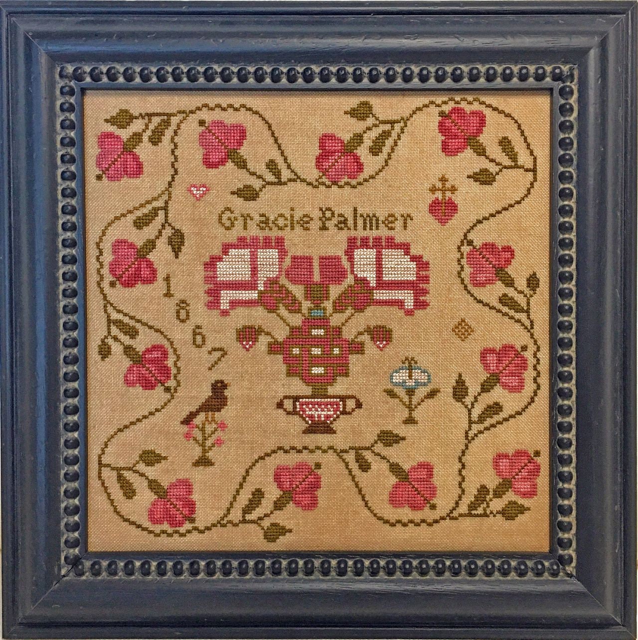 NEEDLEMADE DESIGNS "Gracie Palmer 1867" Counted Cross Stitch Pattern, Sampler, Pattern Only