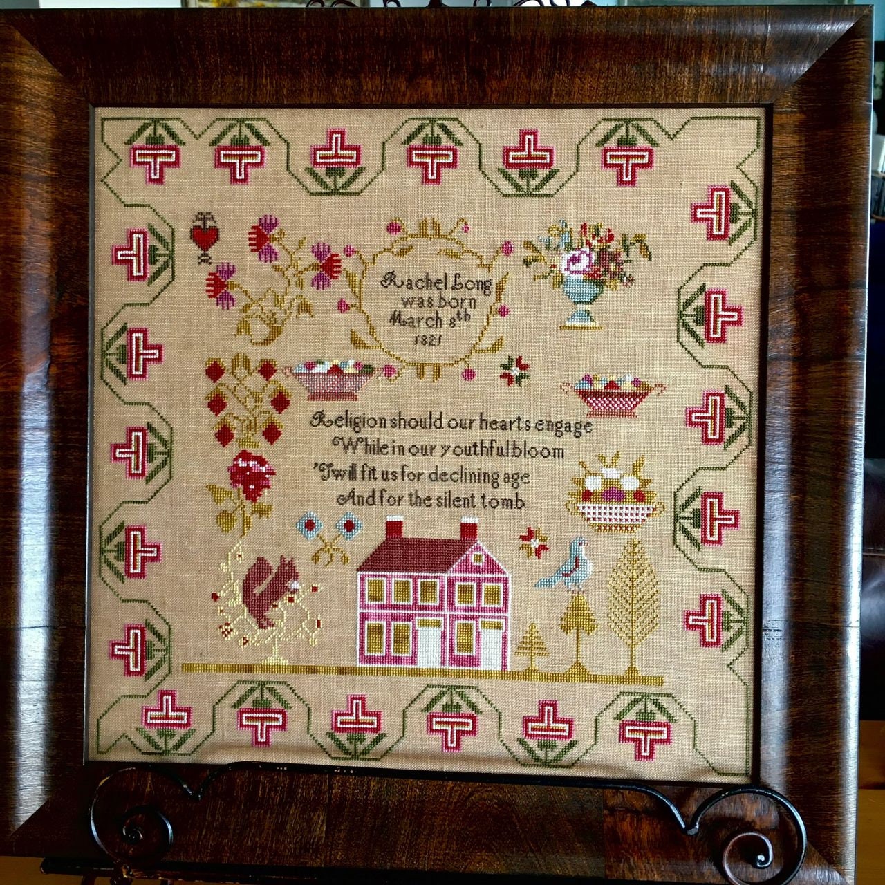 NEEDLEMADE DESIGNS "Rachel Long" Counted Cross Stitch Pattern, Reproduction Sampler, Pennsylvania Sampler, Pattern Only