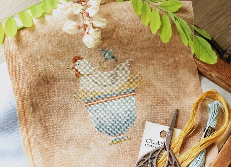 PDF INSTANT DOWNLOAD  Blue Bird Needleworks  "Easter Hen"  Counted Cross Stitch Pattern  Spring  Pattern Only