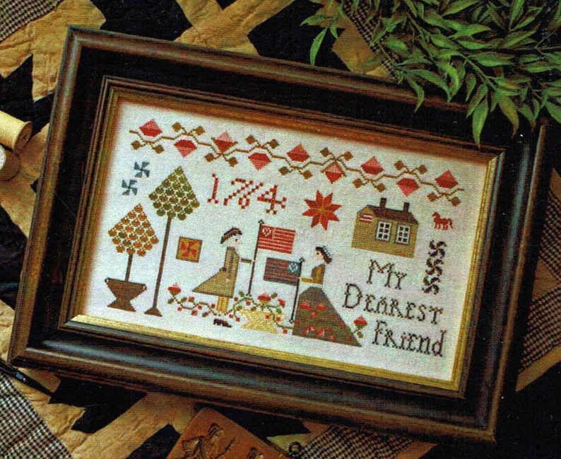 PLUM STREET SAMPLERS "My Dearest Friend"  Counted Cross Stitch Pattern  Chart, Americana, John & Abigail Adams, 1764, Paper Pattern