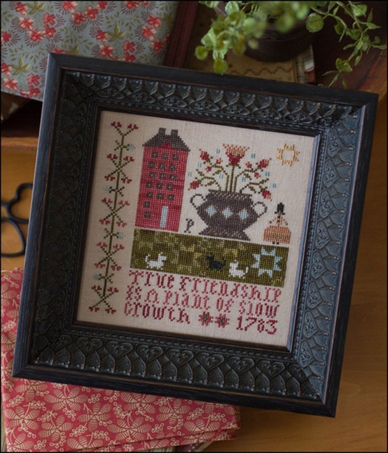 PLUM STREET SAMPLERS "True Friendship (Pat's Sampler)"  Counted Cross Stitch Pattern  Chart, Paper Pattern
