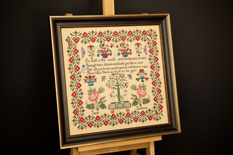 Hands Across The Sea Samplers "Jane Jackson c. 1820~40" Counted Cross Stitch Pattern, Booklet, Reproduction English Sampler, Pattern Only