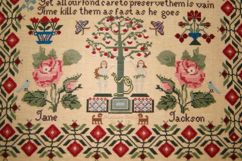 Hands Across The Sea Samplers "Jane Jackson c. 1820~40" Counted Cross Stitch Pattern, Booklet, Reproduction English Sampler, Pattern Only