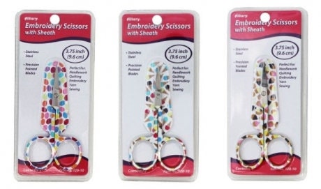 Patterned Embroidery Scissors 2021 ~ Variety of Color Combinations from Allary Corp. with Sheath