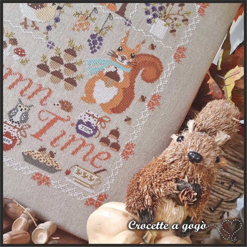 Crocette A Gogo    "Autumn Time"  Counted Cross Stitch Pattern  Fall, Scarecrow, Pumpkins, Squirrel, Paper Pattern