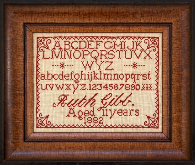 Hands Across the Sea Samplers "Ruth Gibb 1882" Counted Cross Stitch Pattern, A Reproduction Sampler, Printed Booklet, Chart, Pattern Only