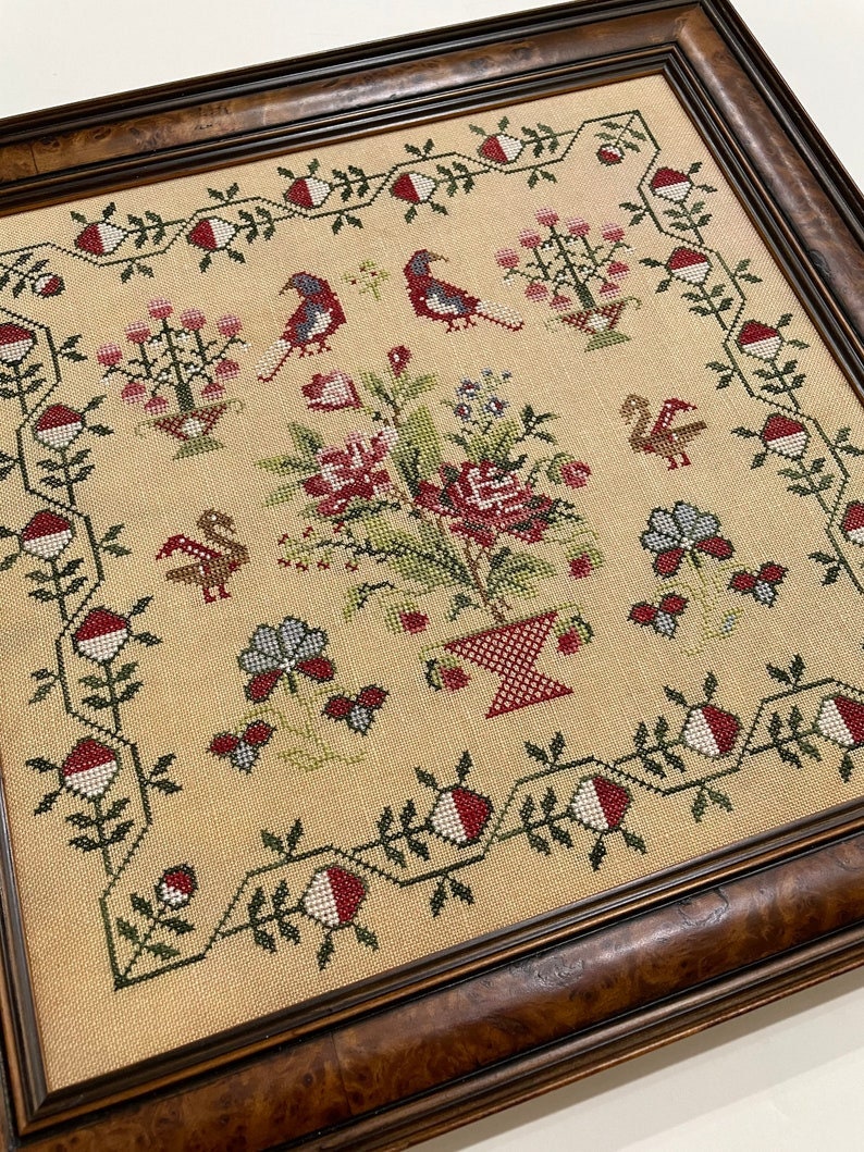 The SCARLETT HOUSE "Roses for Ruby"  Counted Cross Stitch Pattern  Sampler, Chart, Pattern Only