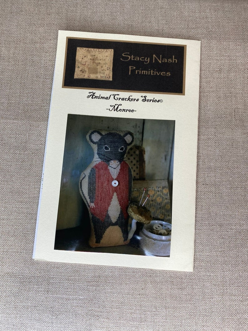 STACY NASH PRIMITIVES "Animal Crackers Series - Monroe"  Counted Cross Stitch Pattern, Chart, Pattern Only