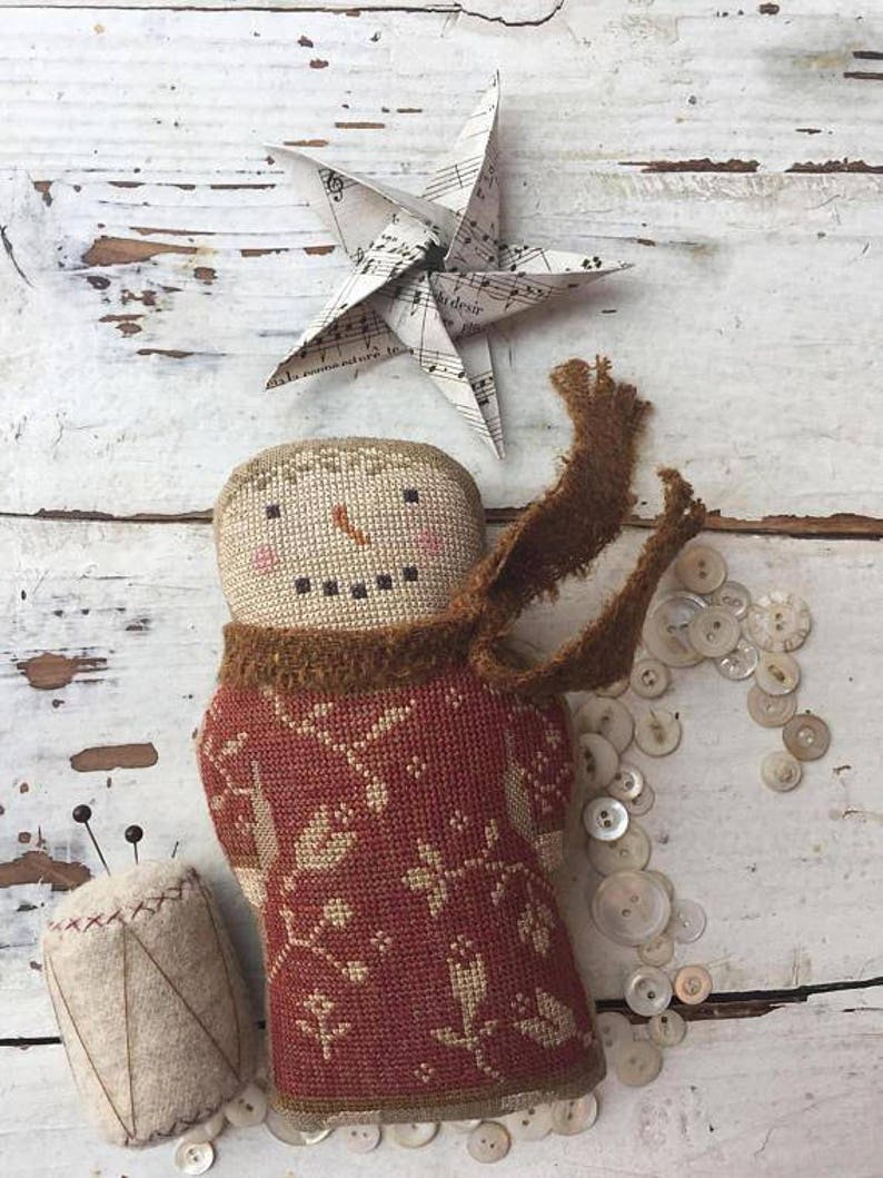 STACY NASH PRIMITIVES "Animal Crackers Series - Paisley"  Counted Cross Stitch Pattern, Snowman, Christmas, Pattern Only