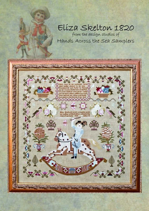 Hands Across the Sea Samplers "Eliza Skelton 1820" Counted Cross Stitch Pattern, English Reproduction Sampler, Chart, Pattern Only
